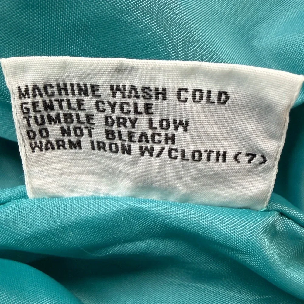 Vintage Members Only Racer Jacket Teal Turquoise 80s Bomber Coat Mens 42